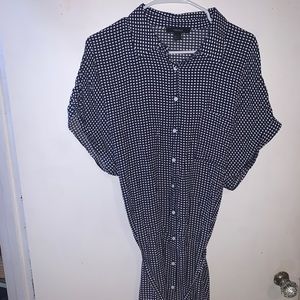 Navy White button down tie dress